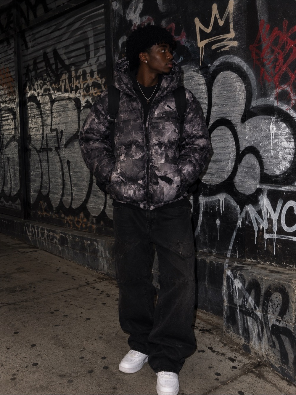Puma Black & Gray Camo Puffer Jacket